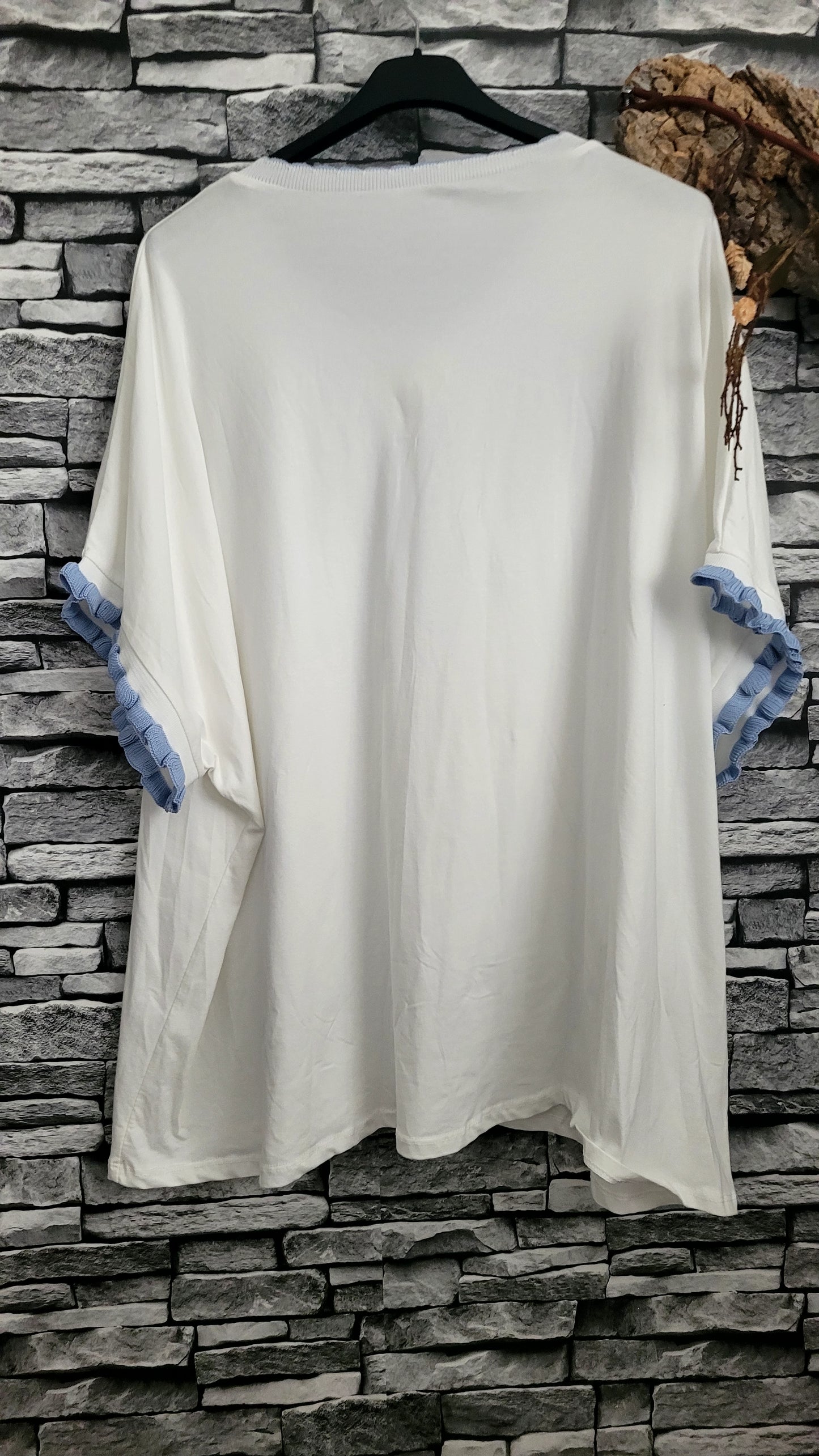 💙T-shirt Teckel à Pull – Blanc & Bleu Ciel