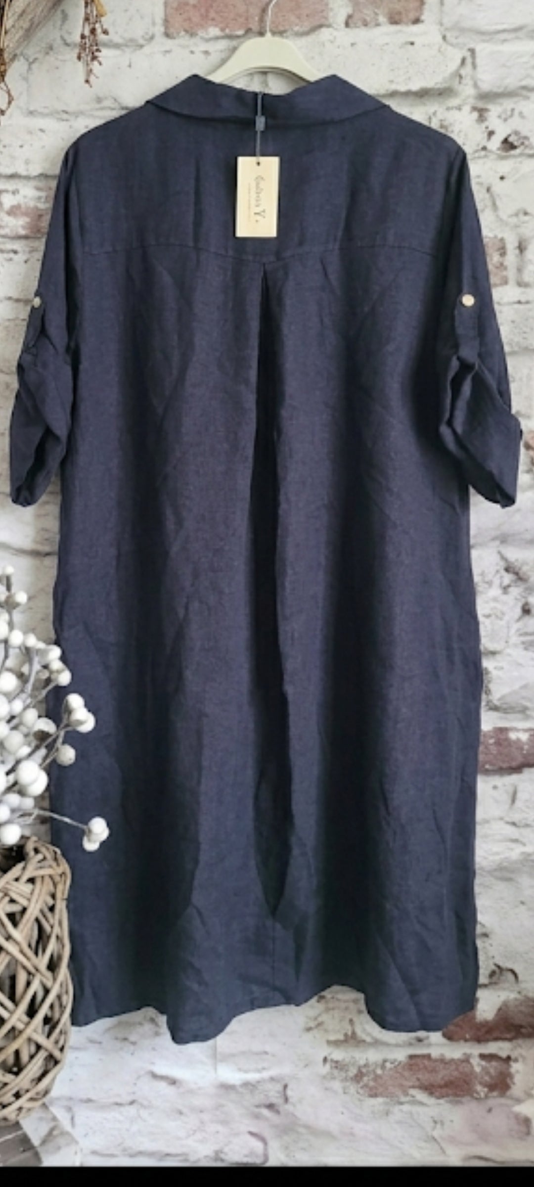 💋 La Robe Tunique en Lin Bleu Marine Profond