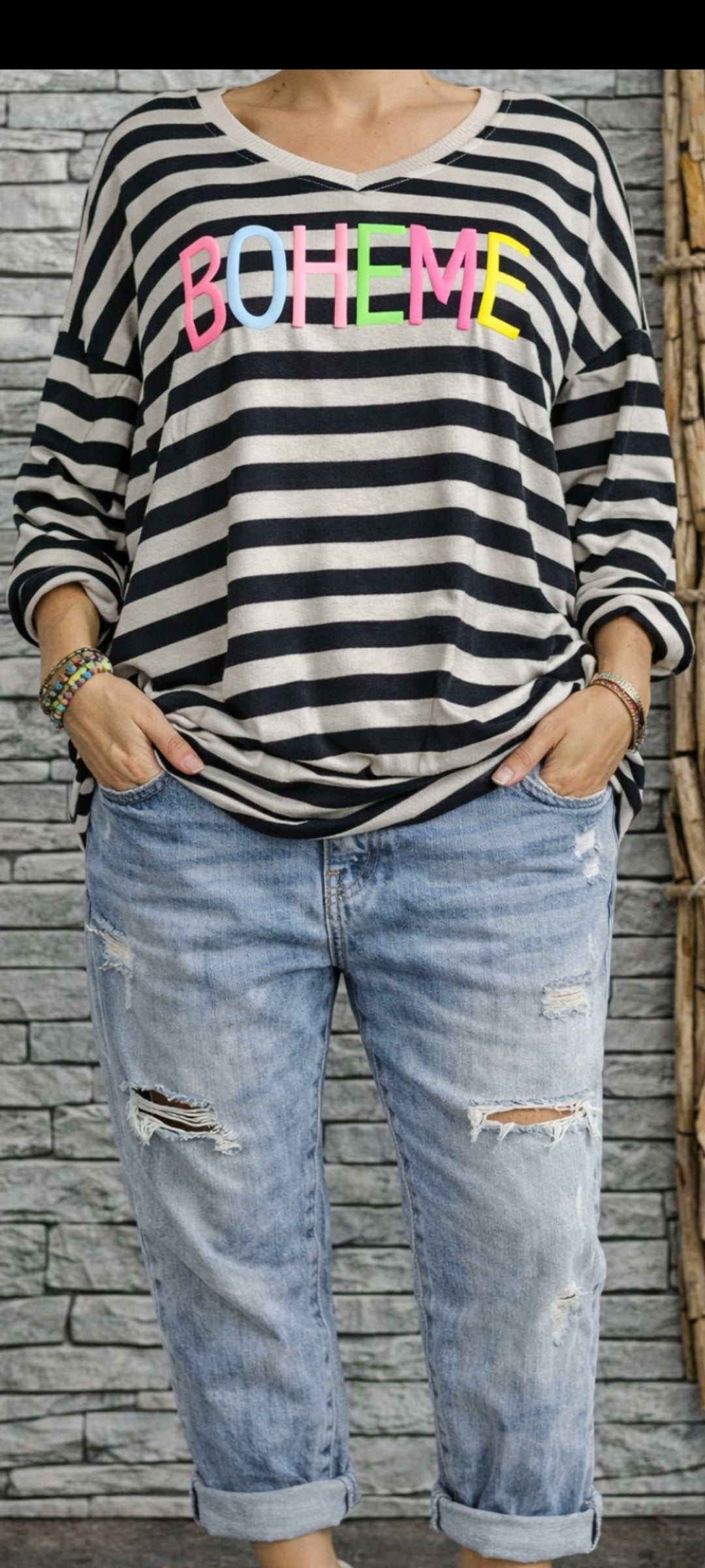 🍒Sweat Oversize Rayé "BOHEME"