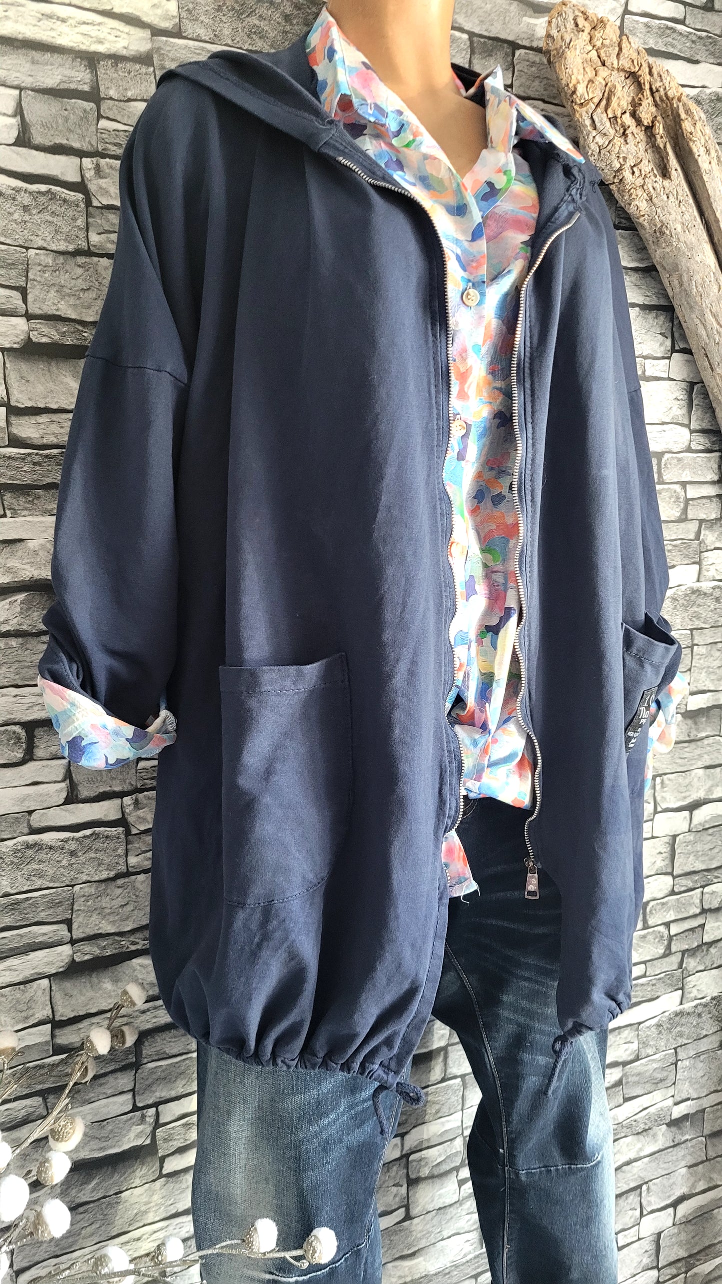 🌺 Veste Sweat à Capuche "L'Oversize Casual" – Bleu Marine