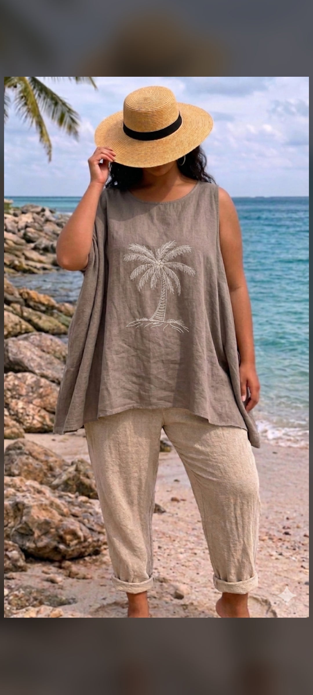 🌴 Le Pantalon en Gaze de Coton Décontracté – Beige Sable