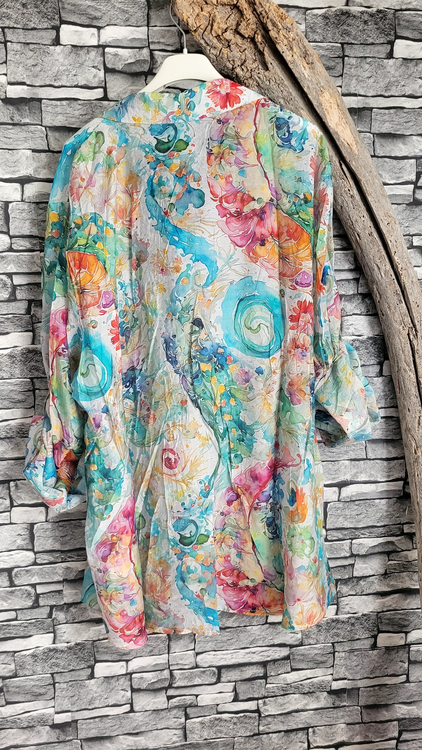 💙 Chemise "Aquarelle Florale" – Douceur Viscose & Tencel™