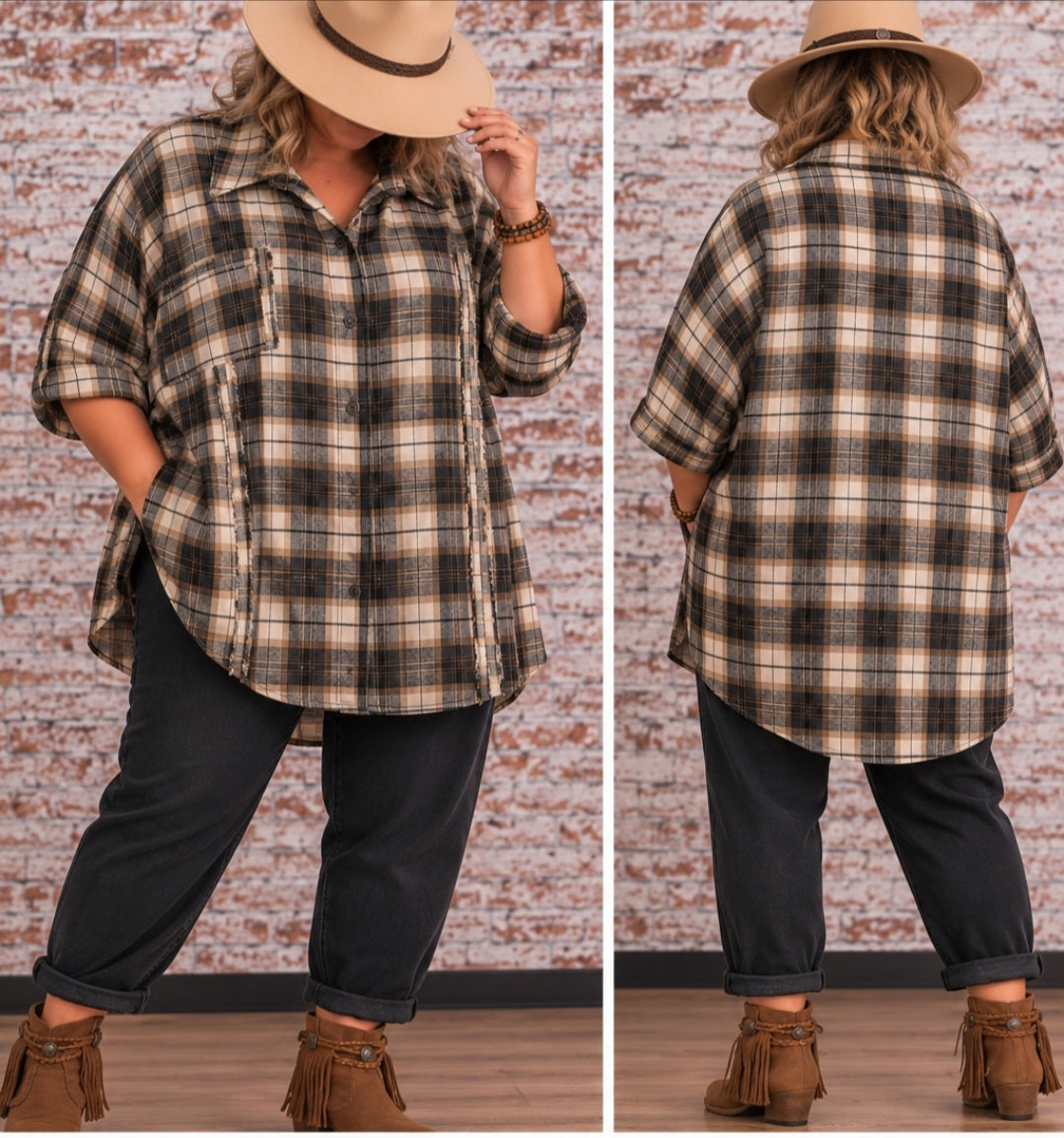 Chemise oversize à carreaux – Style bohème chic