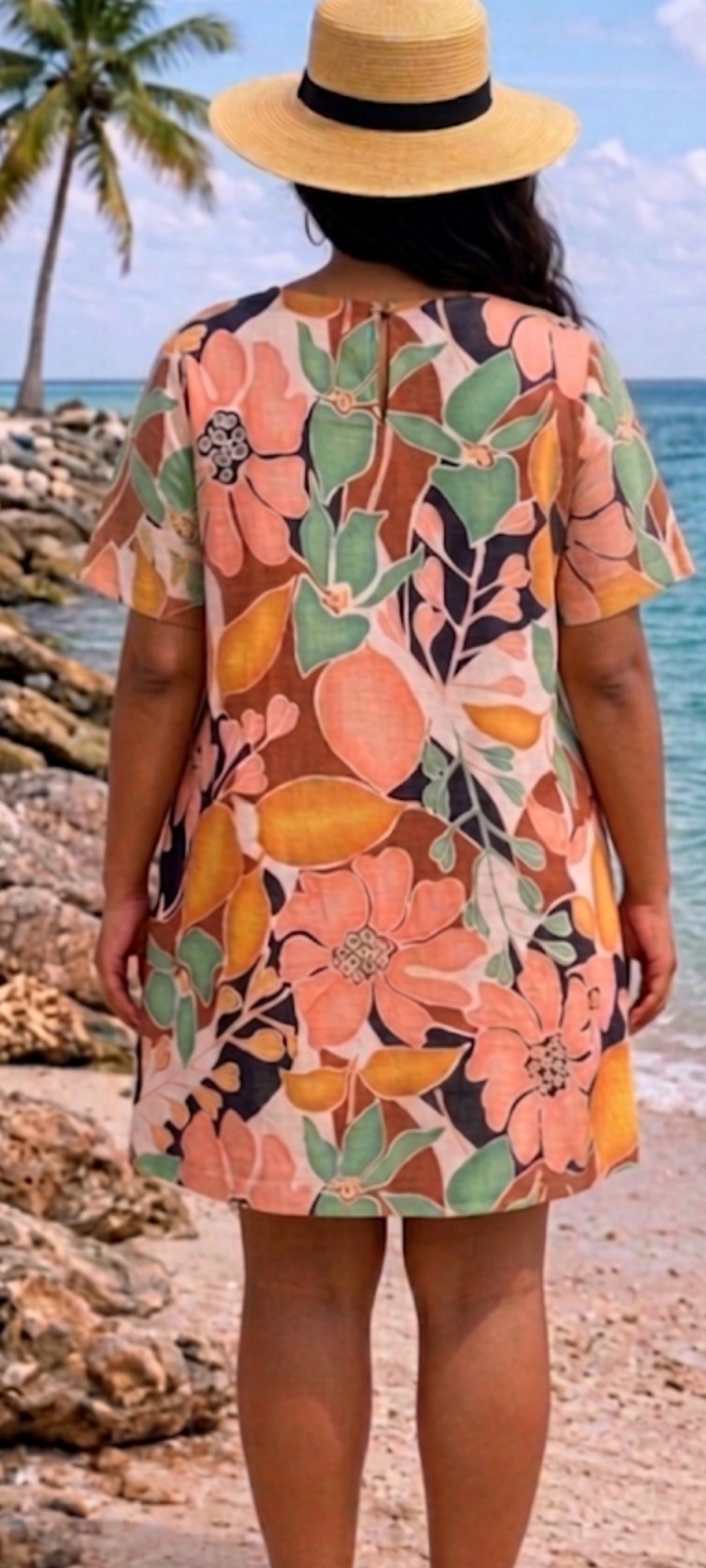 🖤 Robe Tunique Florale Artisanale