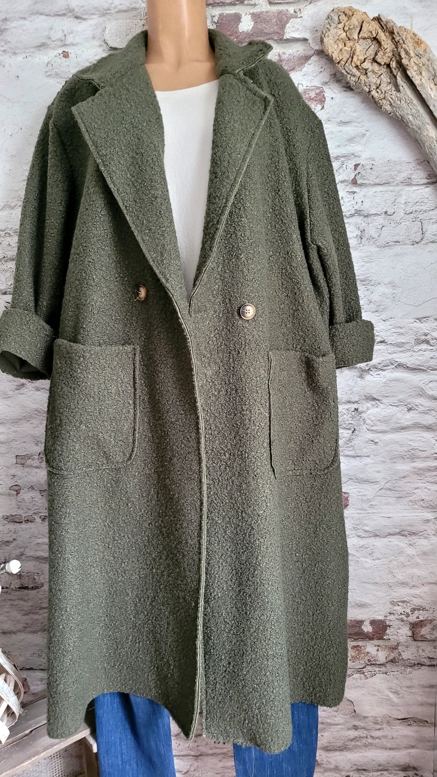 🌼 Manteau Long Texturé Laine Bouclée