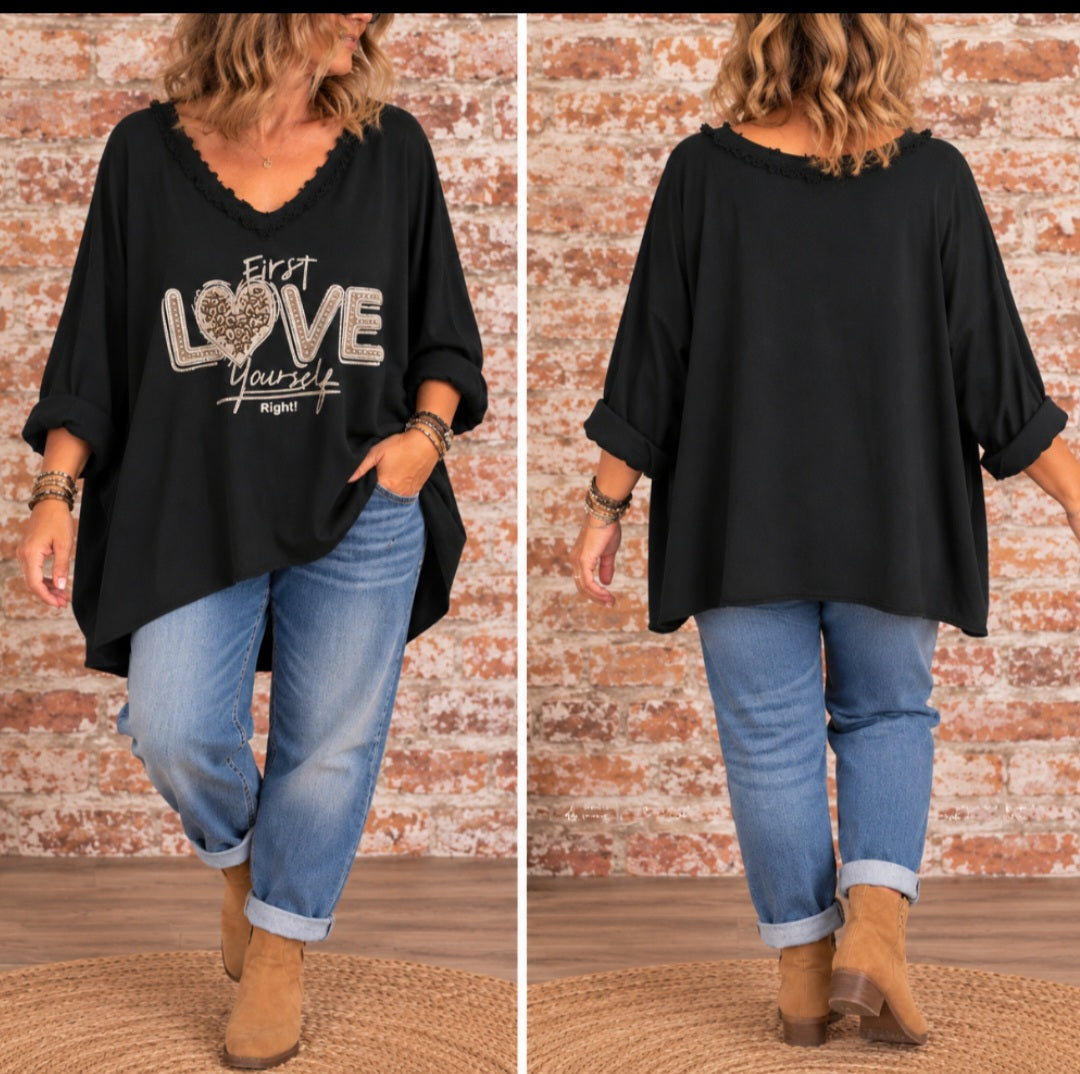 T-shirt long oversize LOVE – Style décontracté