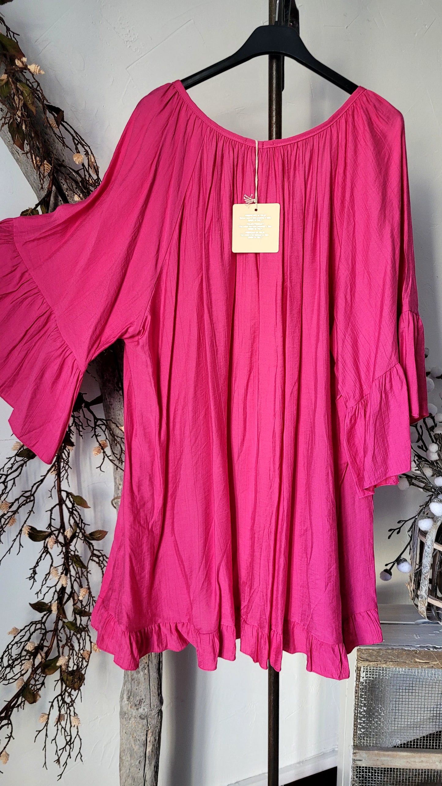 Tunique Bohème Rose Fuchsia – Détails Brodés