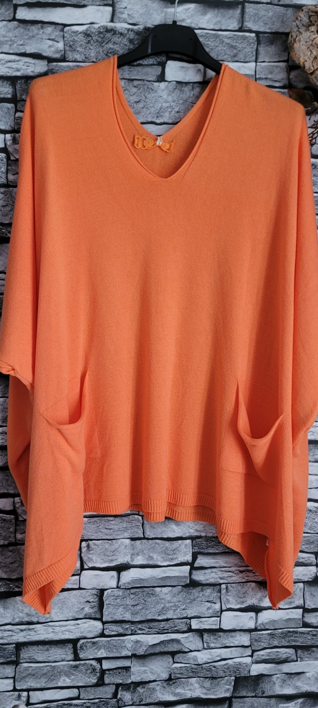🌺Pull Poncho Léger à Poches – orange