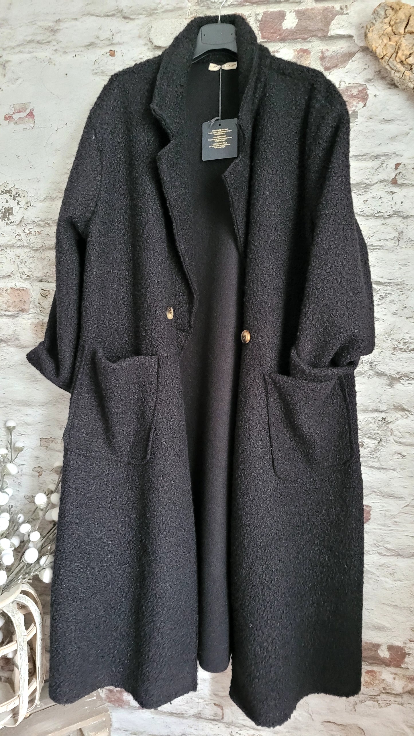 🌼 Manteau Long Texturé Laine Bouclée