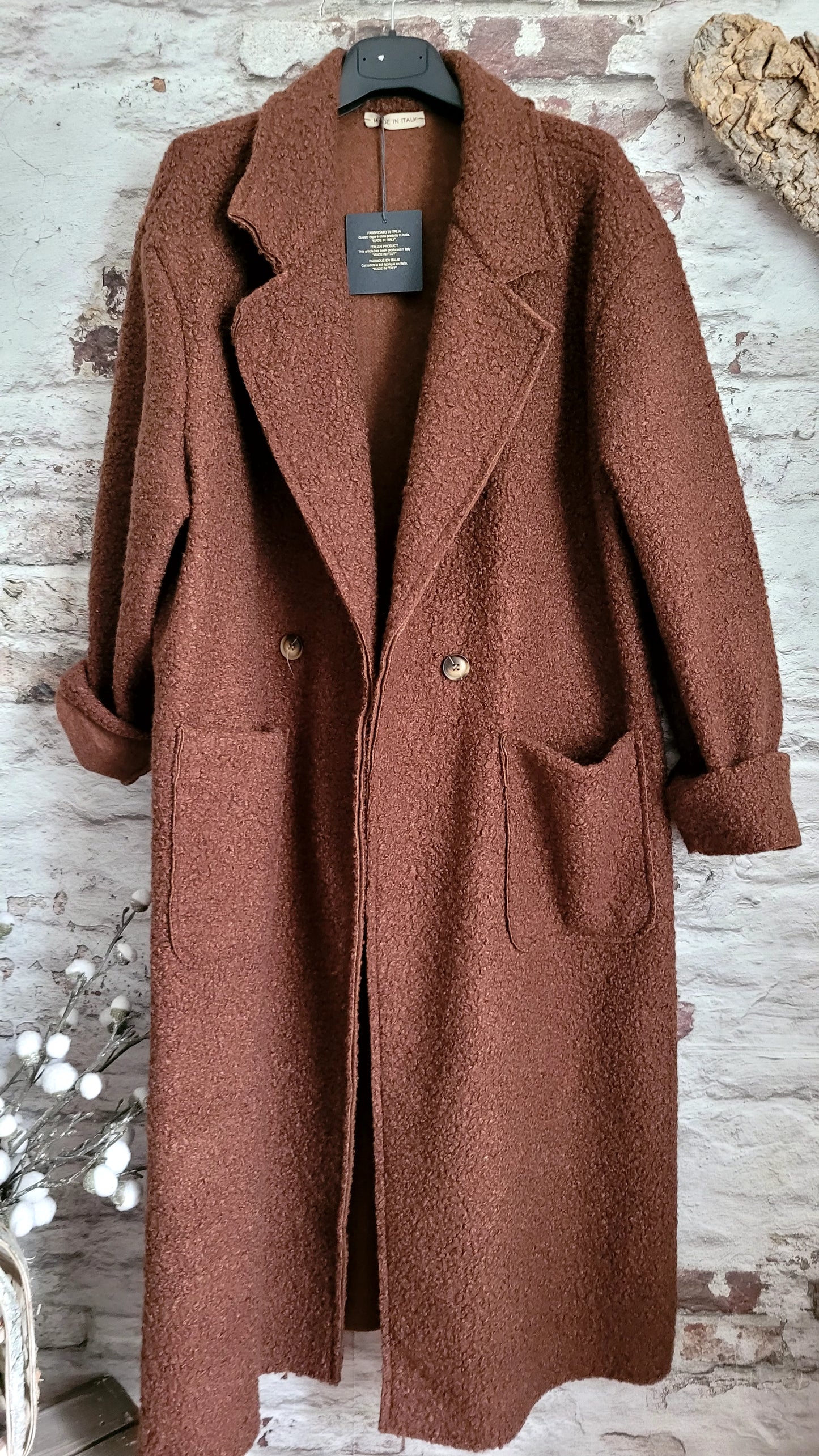 🌼 Manteau Long Texturé Laine Bouclée