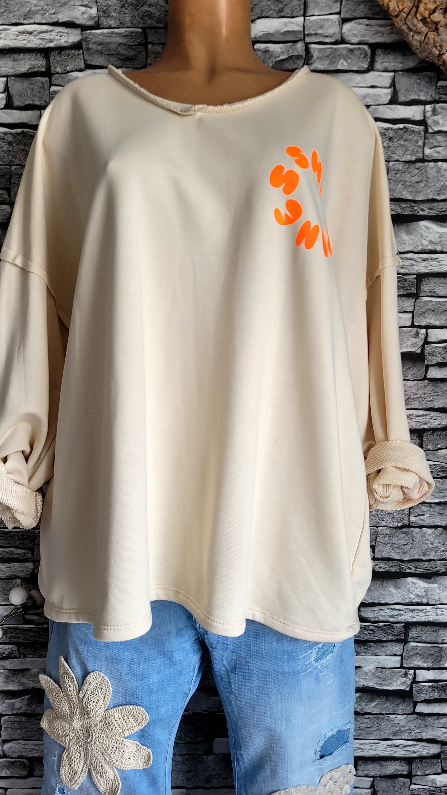 💙 Sweat Oversize "HAPPY" – Beige