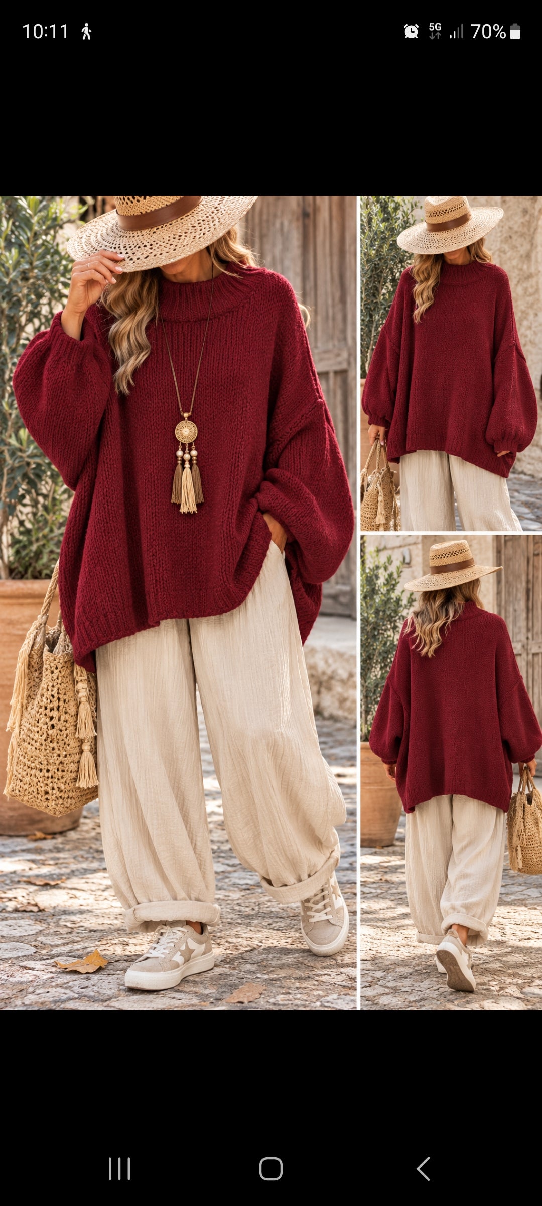 Pull oversize bohème – Bordeaux