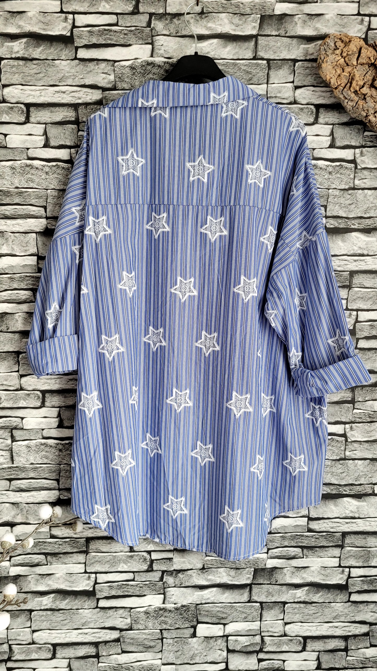 🍒 Chemise Oversize Rayée à Étoiles