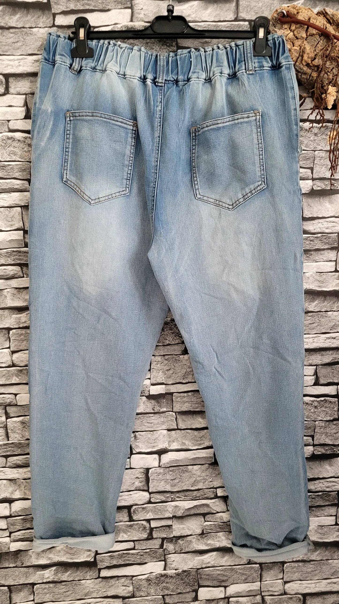 🍀Jean femme taille 48 – Coupe décontractée à boutons fantaisie