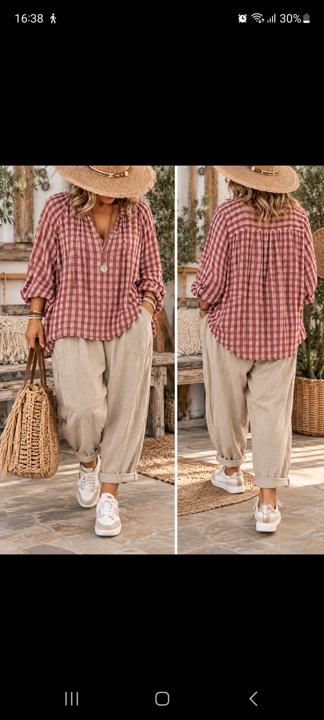 🌸 Blouse bohème à carreaux