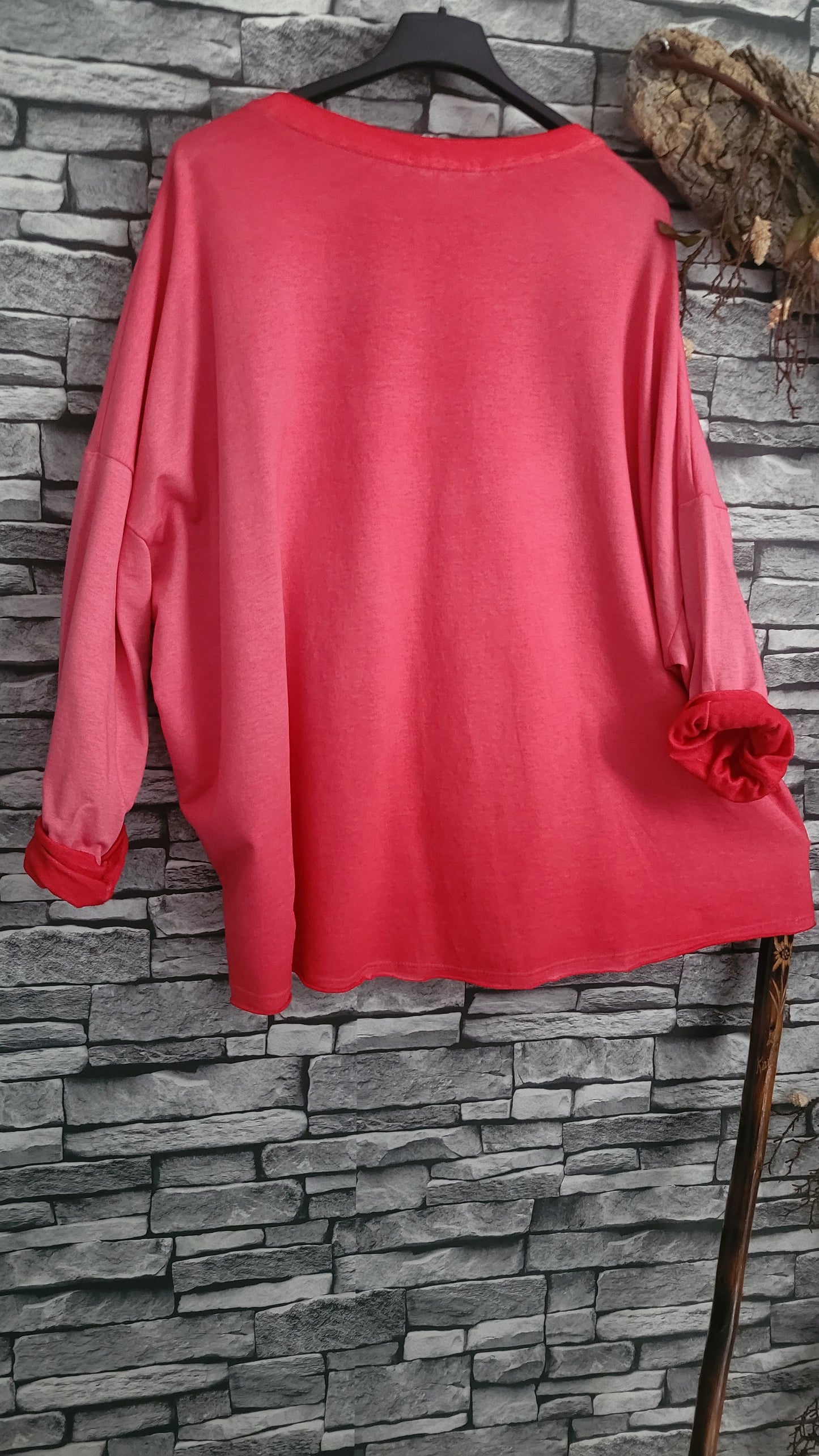 🍀Sweat loose effet lavé avec empiècement dentelle