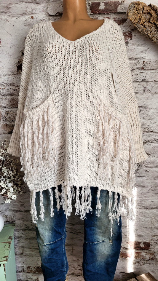 🌸 Pull à franges style bohème