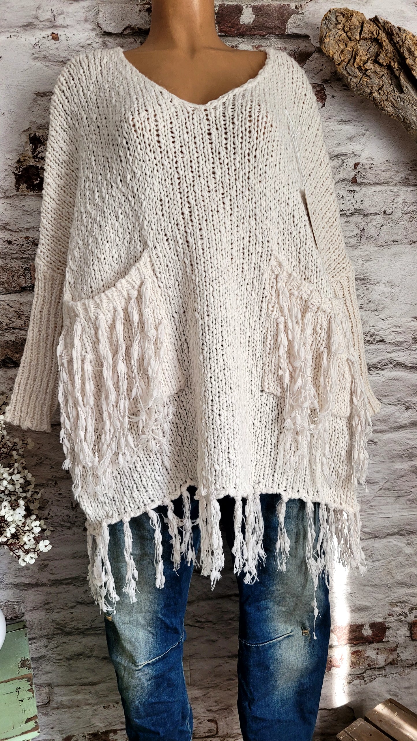 🌸 Pull à franges style bohème