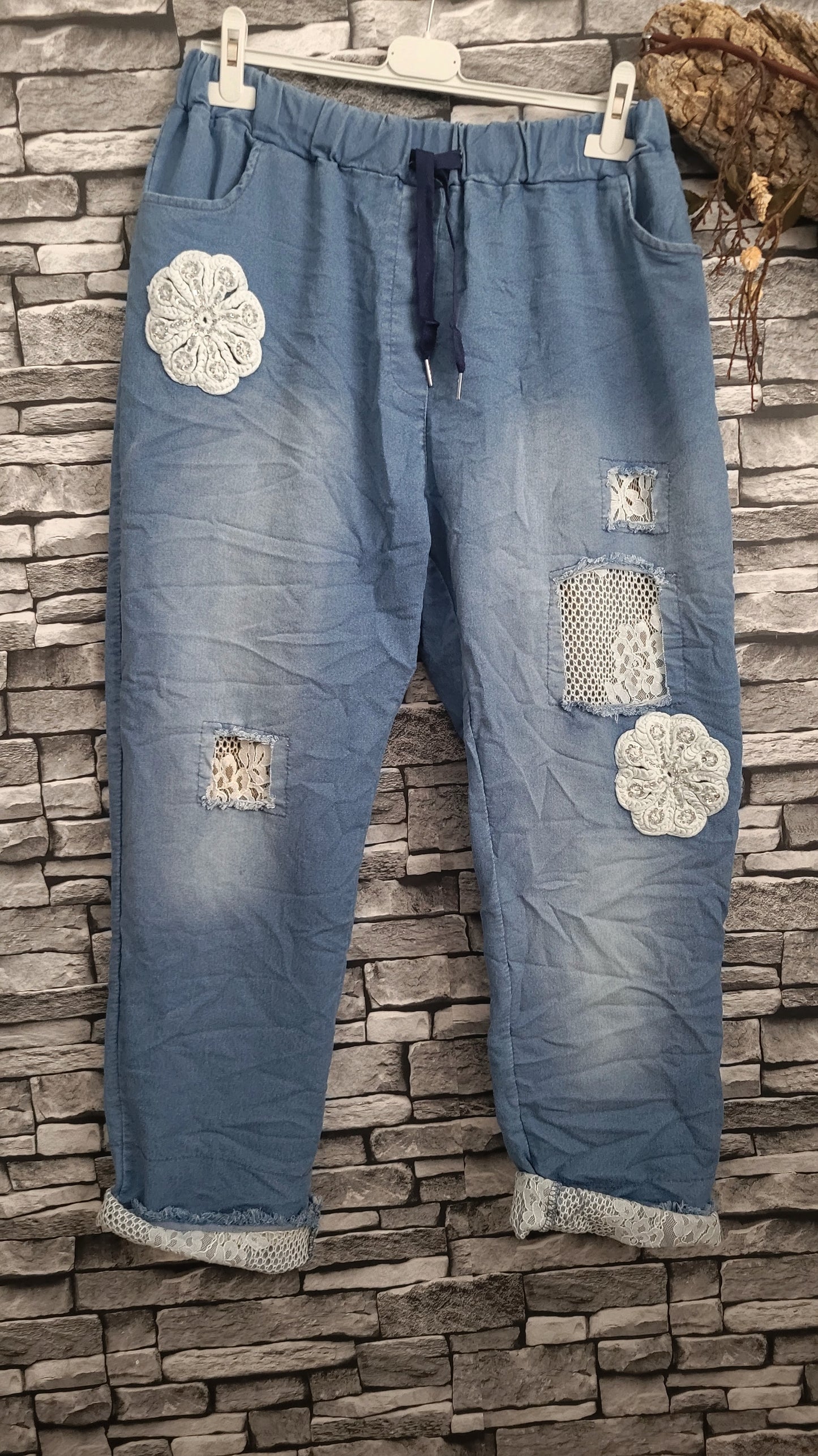 💋 Pantalon Jogging Denim "Romance & Détails Dentelle"