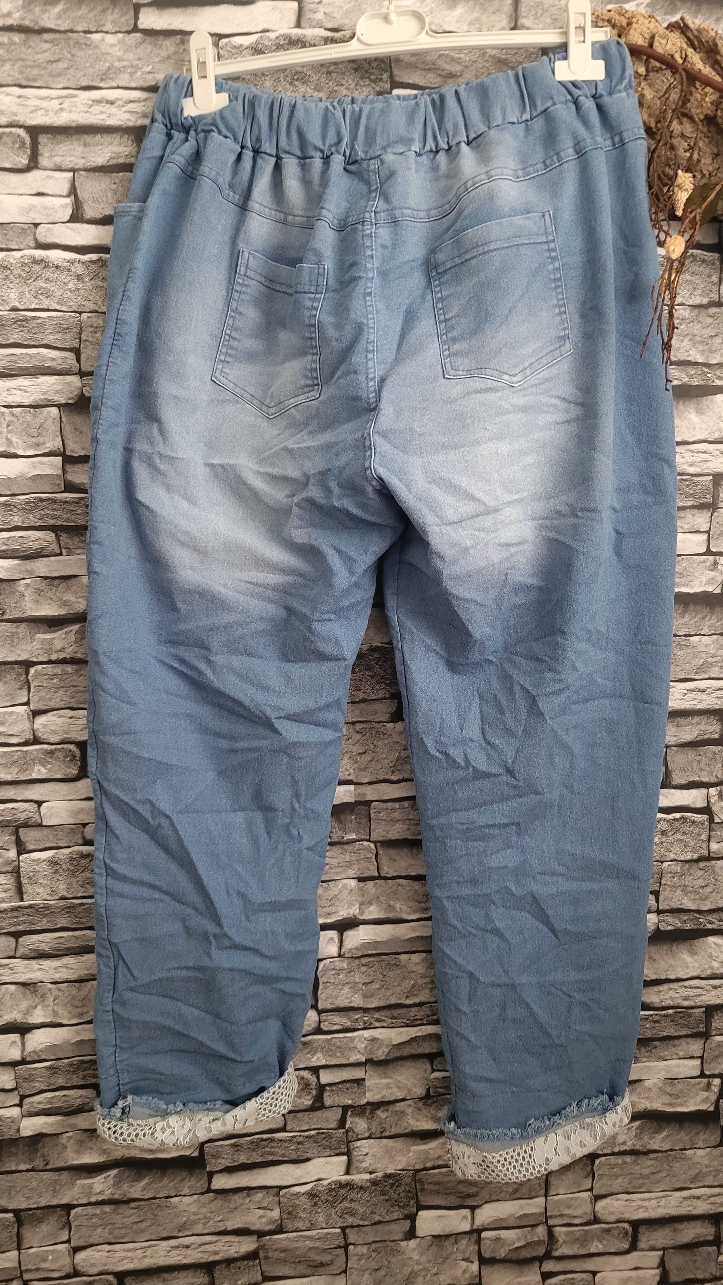 💋 Pantalon Jogging Denim "Romance & Détails Dentelle"