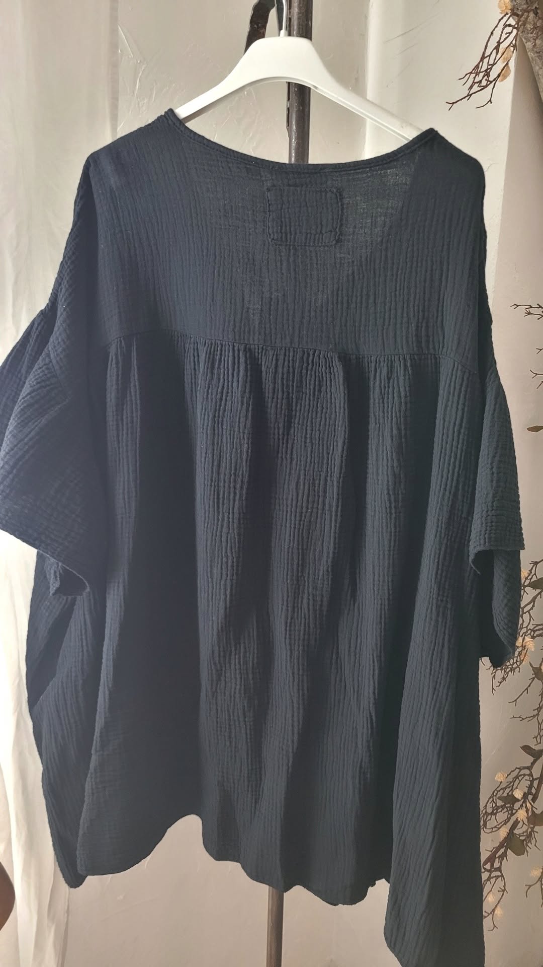 🌼 Tunique Oversize en Gaze de Coton – noir