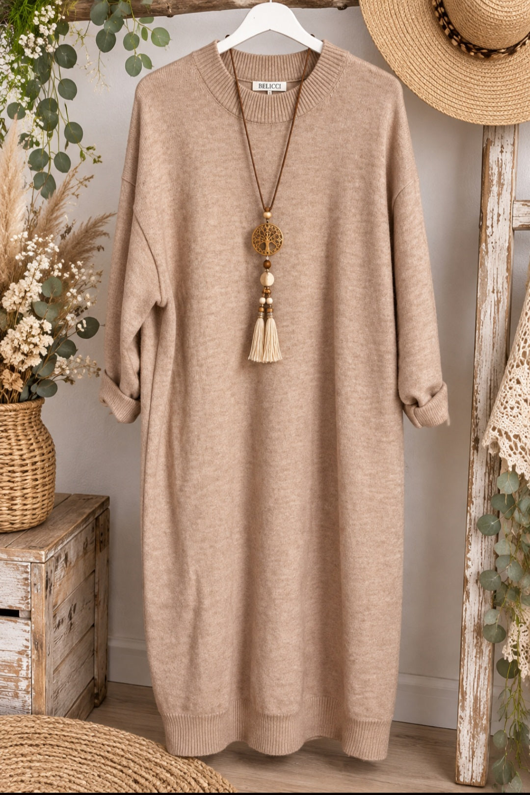 Robe longue bohème chic – Caramel clair
