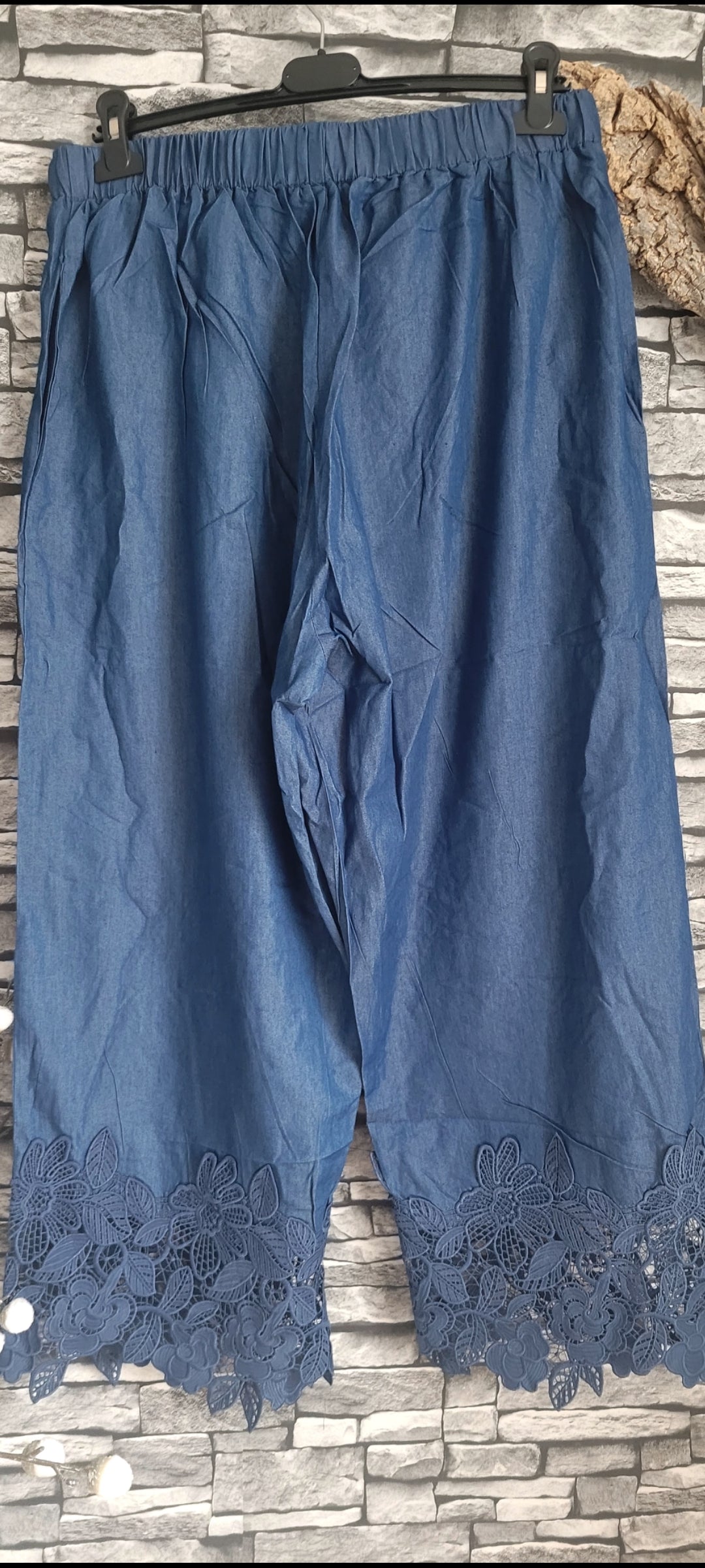 Pantalon Large "Estival" Coton & Polyester Dentelle Guipure