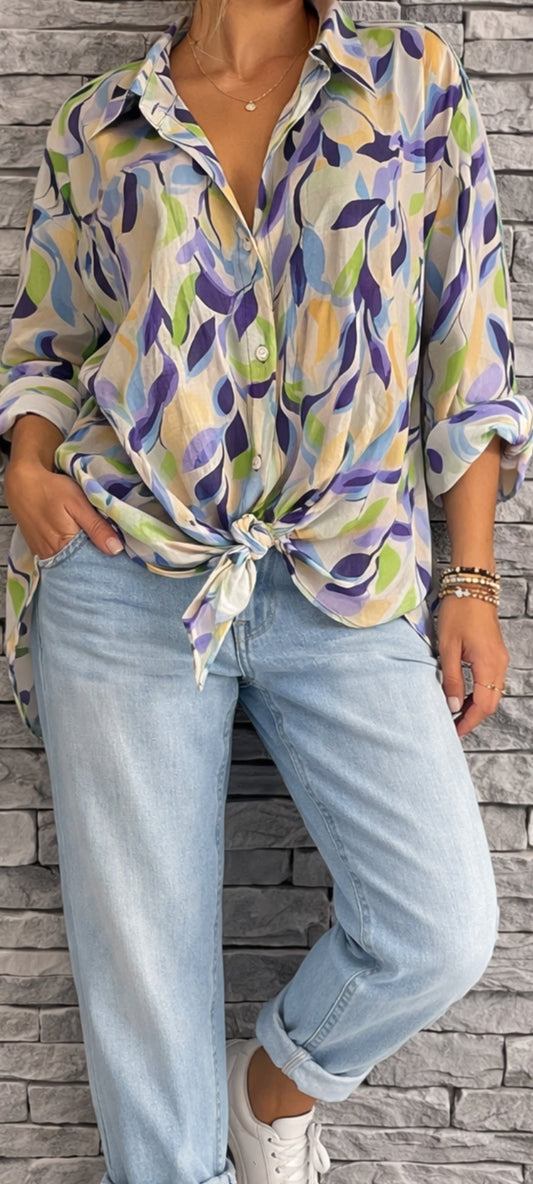 🌺 Chemise Fluide Artistique – Viscose & Tencel