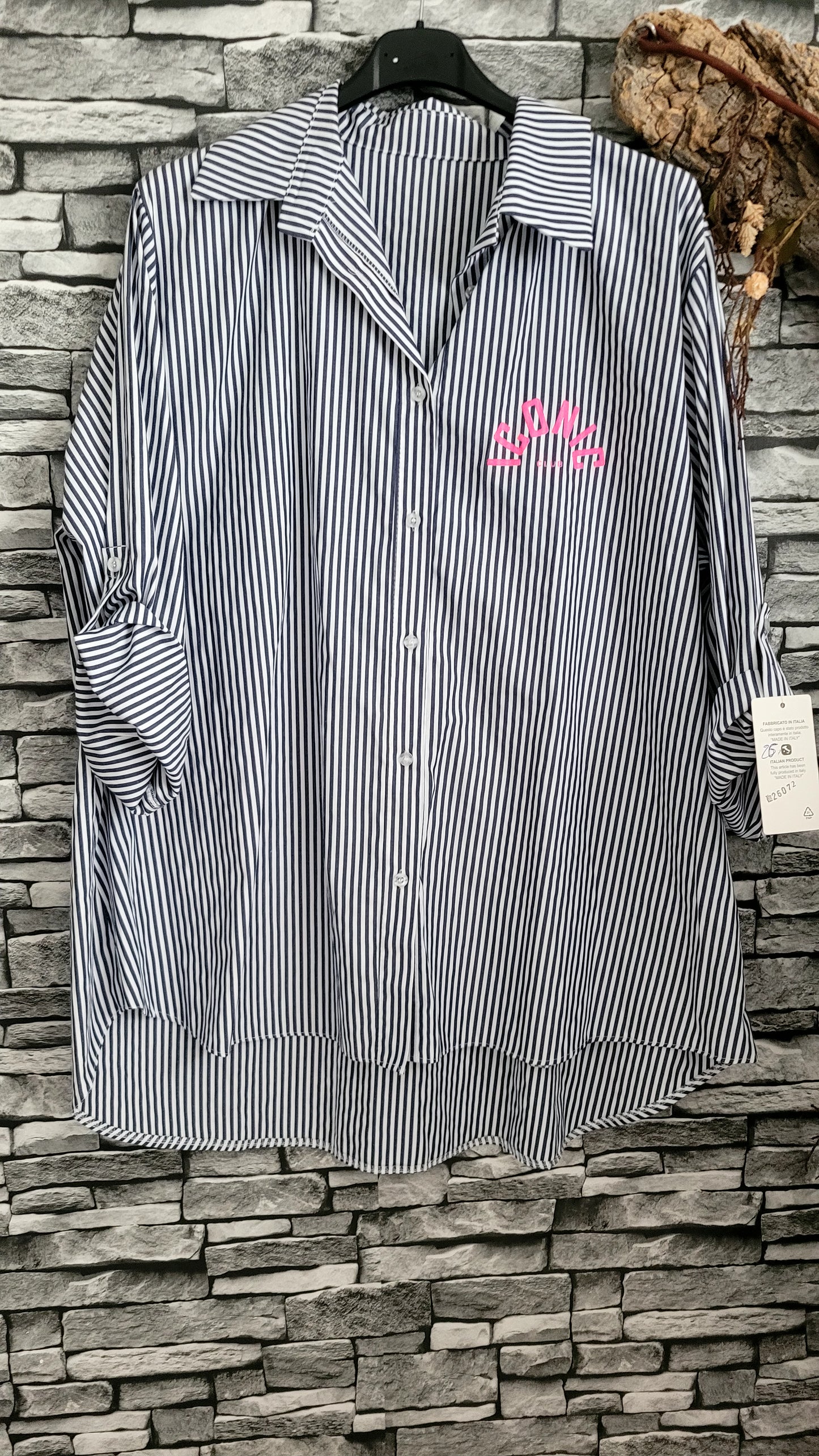 Chemise oversize à rayures avec imprimé ICONIC