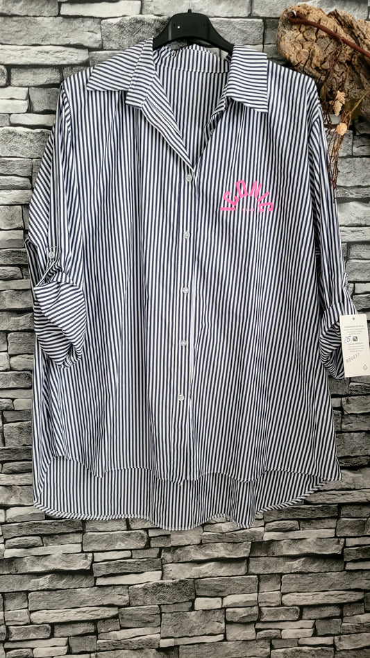 Chemise oversize à rayures avec imprimé ICONIC