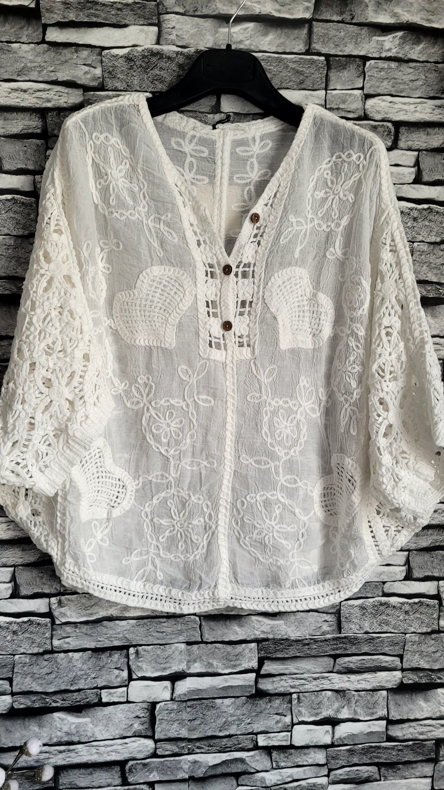 🌸 Haut Bohème en Crochet et Broderie Anglaise