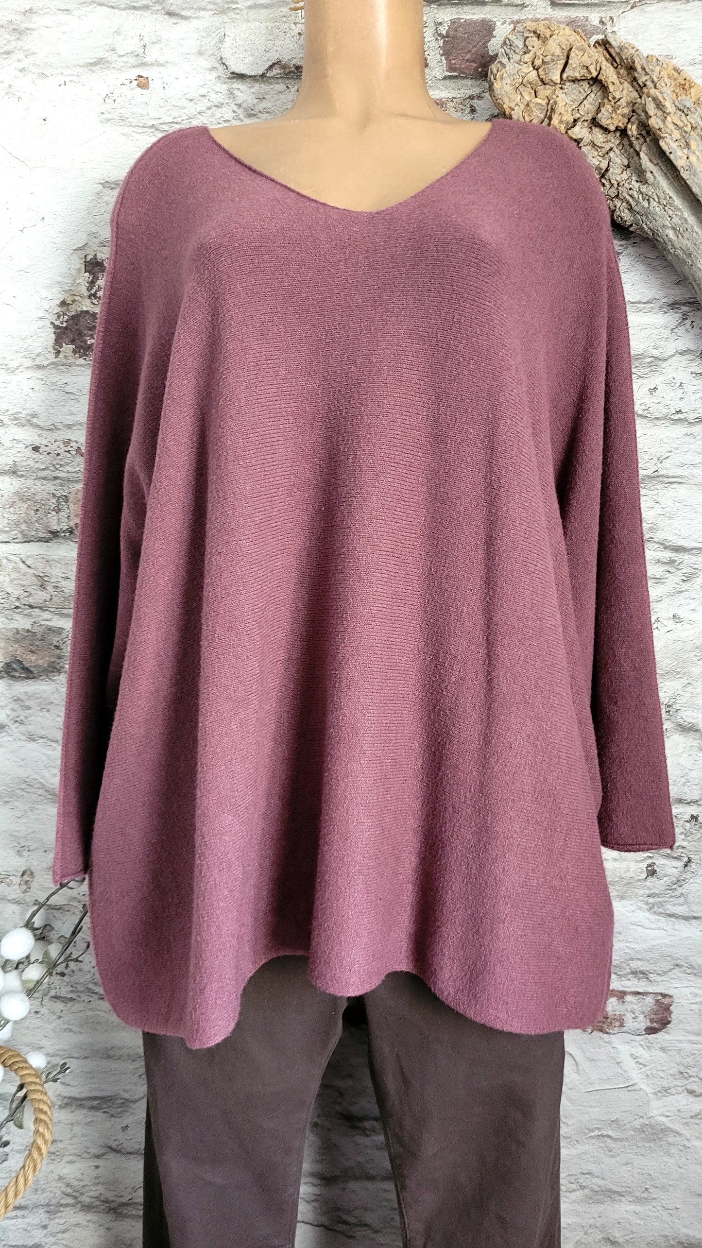 🍒 Pull oversize vieux rose