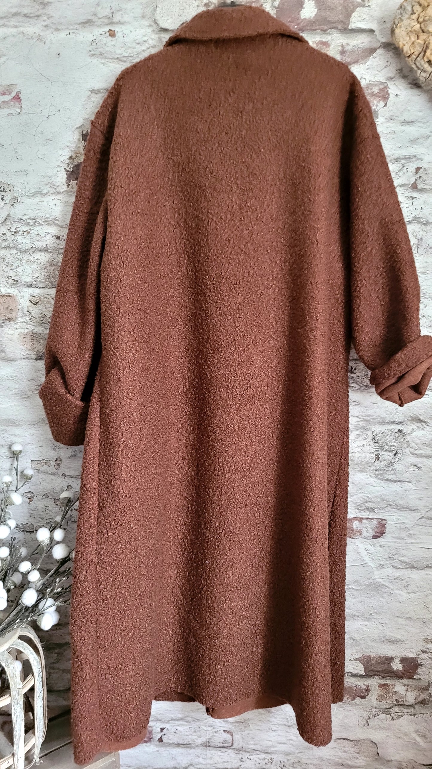 🌼 Manteau Long Texturé Laine Bouclée