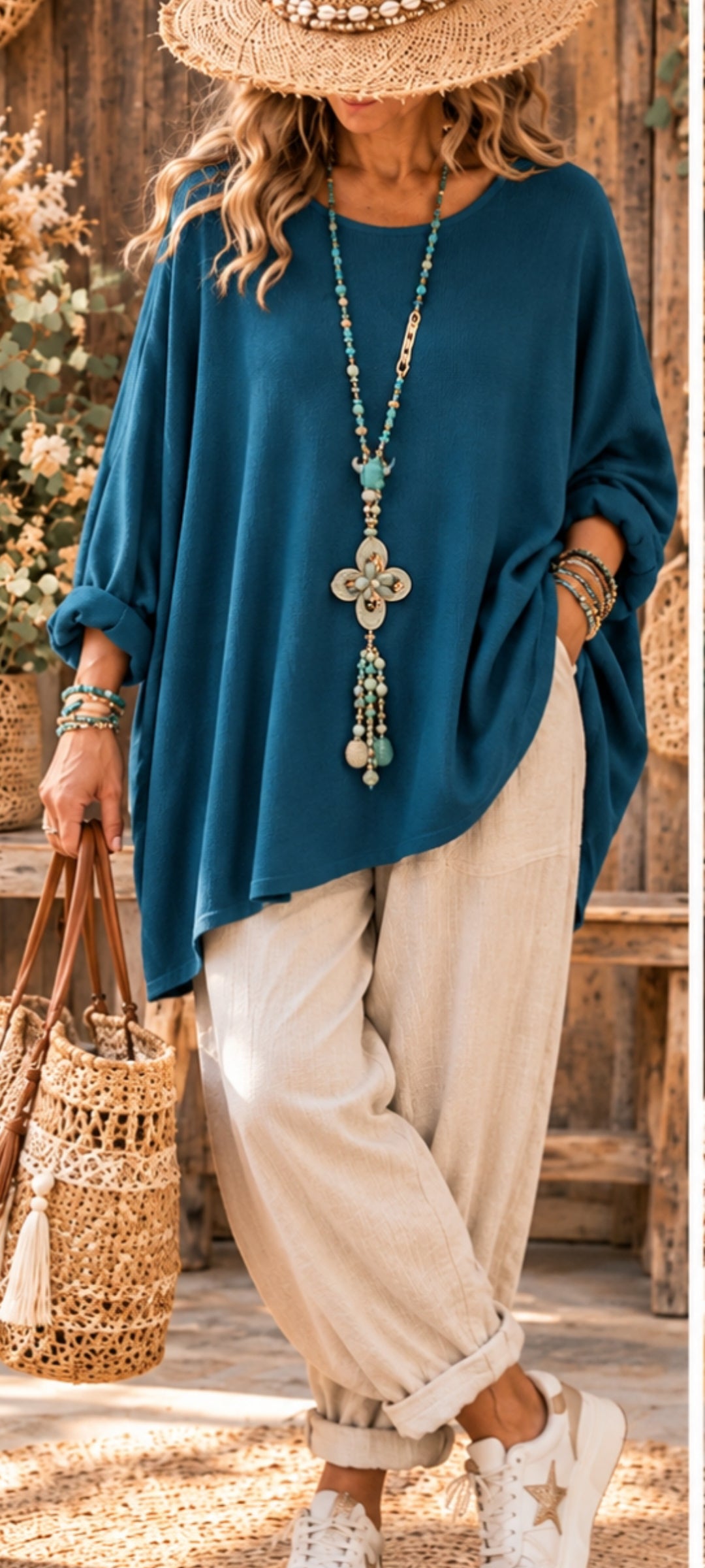 Pull oversize bohème