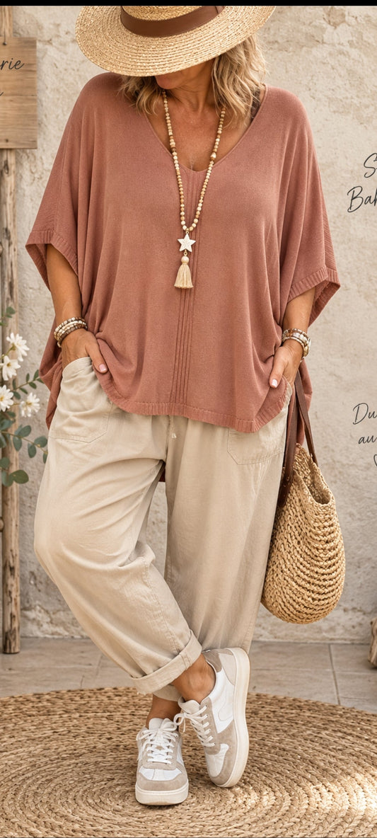 Haut oversize col V Taracota
