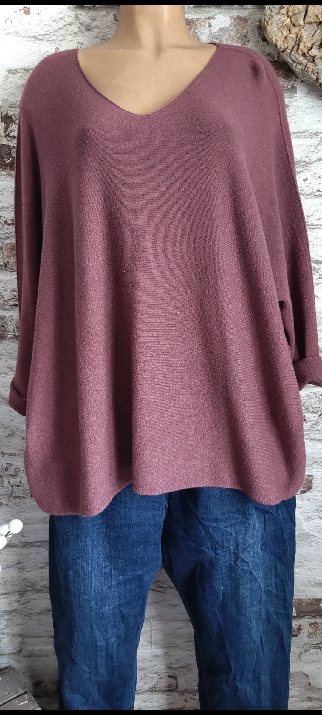 🍒 Pull oversize vieux rose