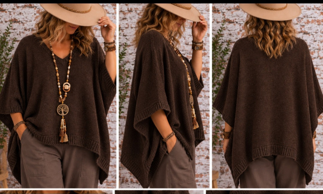 Magnifique pull poncho en maille douce