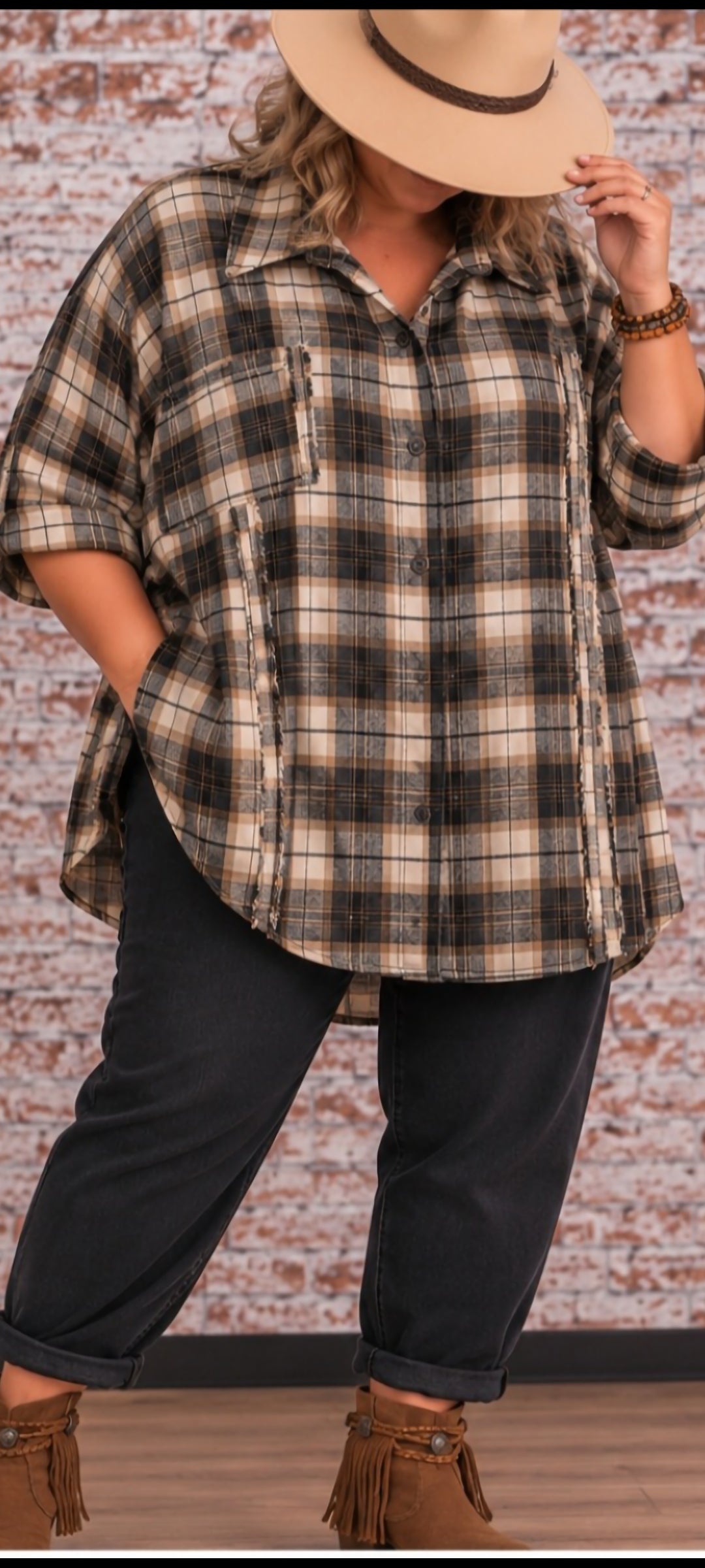 Chemise oversize à carreaux – Style bohème chic