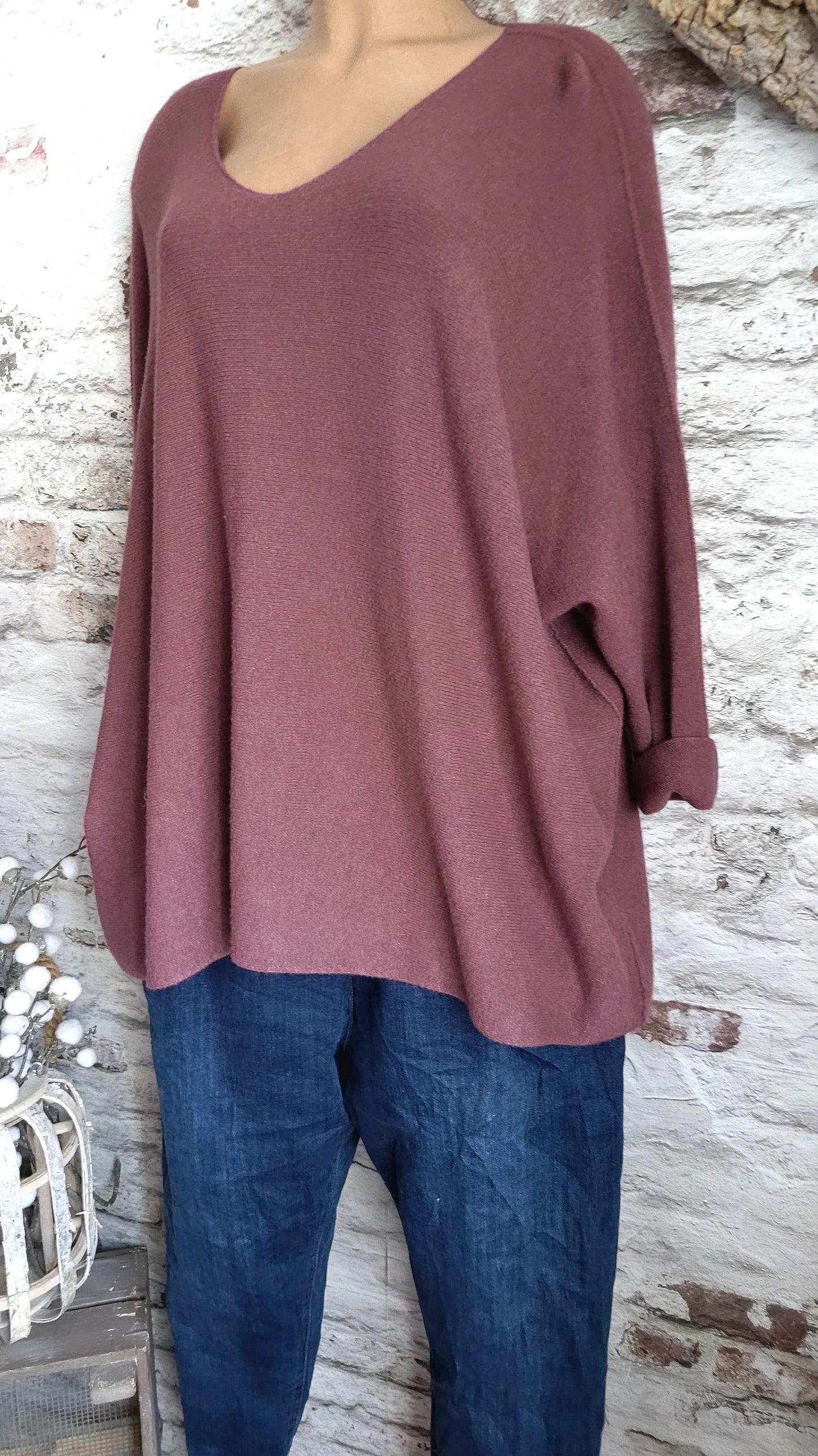 🍒 Pull oversize vieux rose