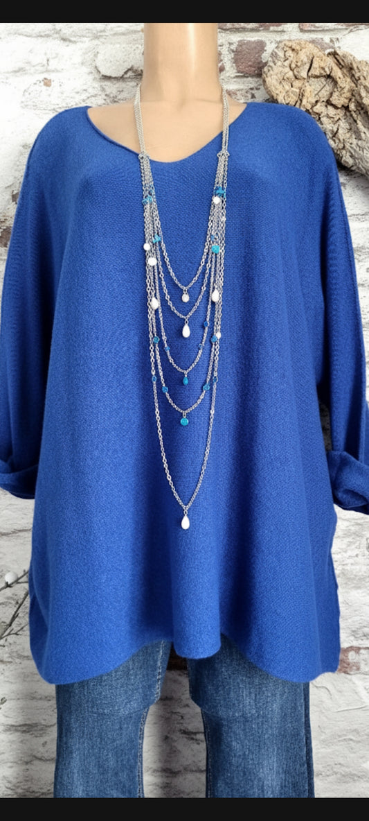 🍒 PULL OVERSIZE BLEU ROI