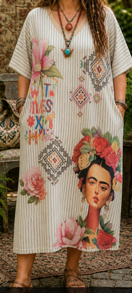 🌺 La Robe "Frida Kahlo " – L'esprit Bohème Iconique