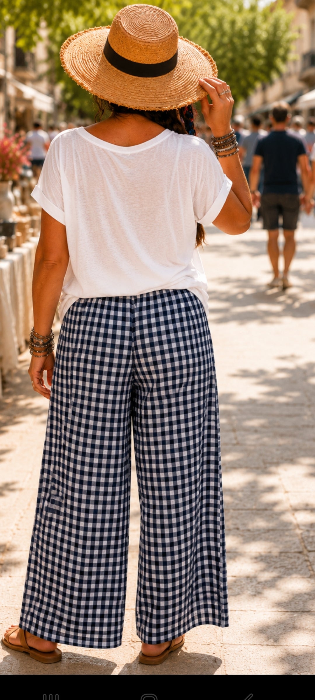 💙 Pantalon Large Gingham BINETTE