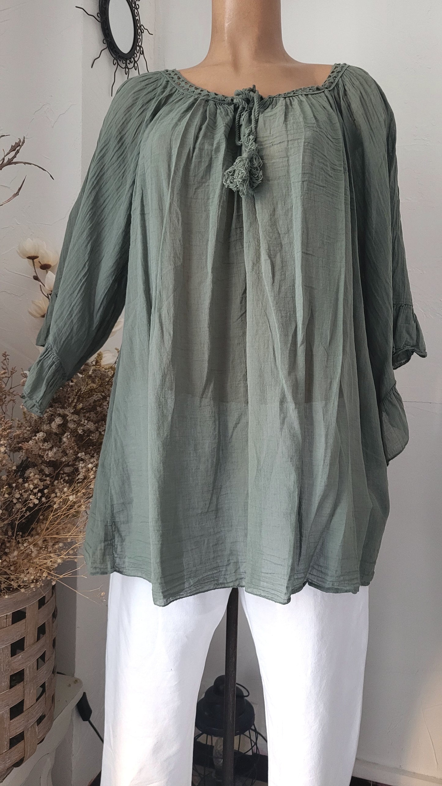 🎀Tunique Bohème Azur – Coupe Évasée