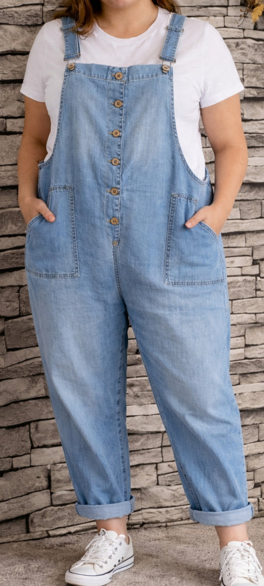 💗 Salopette Denim "Soft Blue" – Coupe Confort
