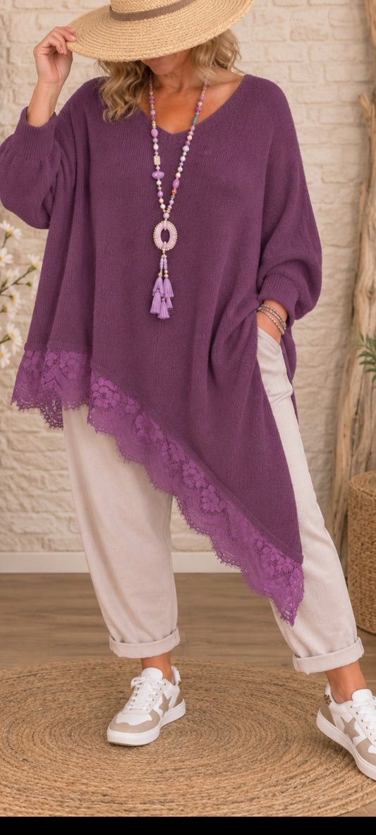 Pull Asymétrique avec Dentelle