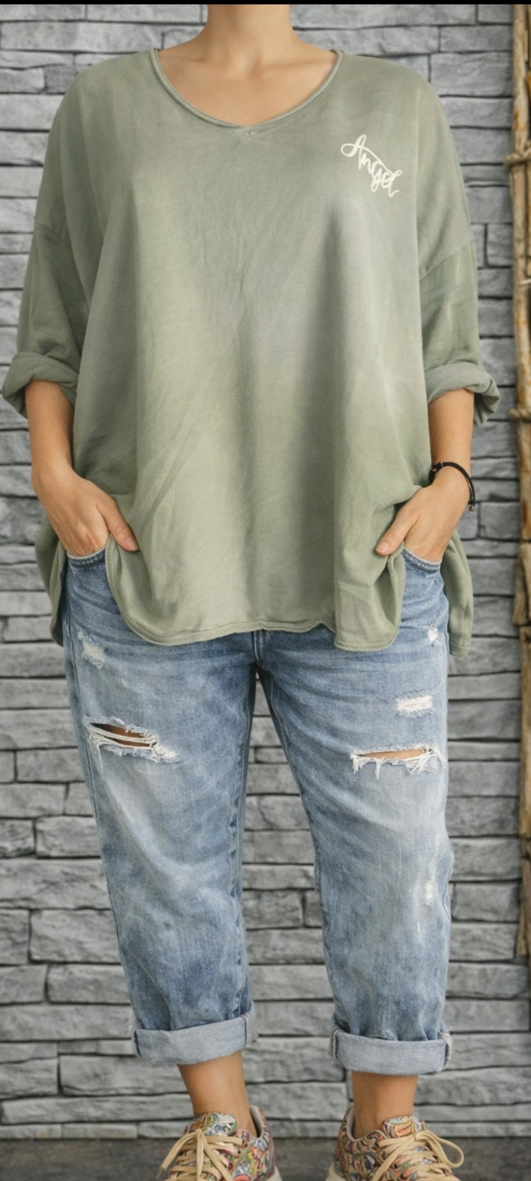 🌺 Sweat Oversize "Angel" – Look Vintage Rock