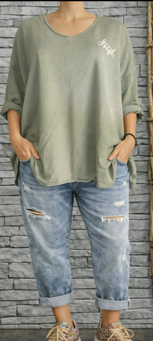 🌺 Sweat Oversize "Angel" – Look Vintage Rock