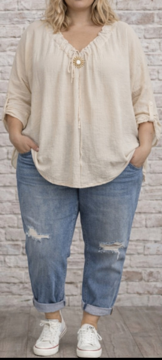 🌺Tunique crème bohème fluide