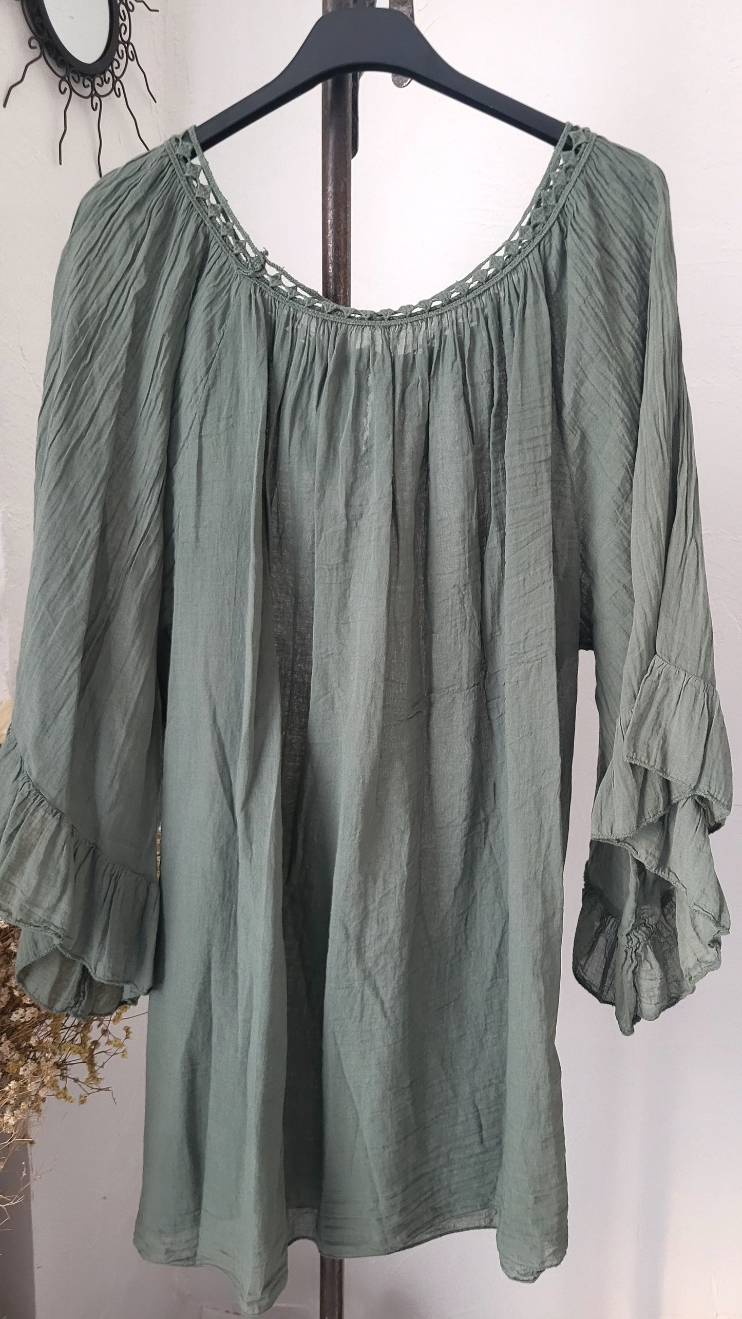 🎀Tunique Bohème Azur – Coupe Évasée