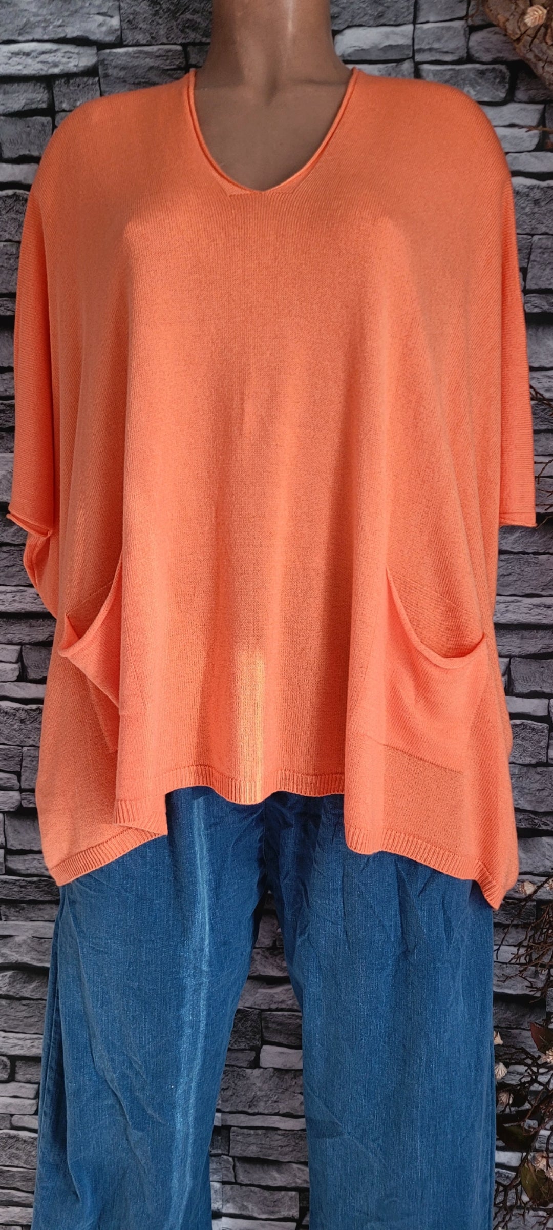🌺Pull Poncho Léger à Poches – orange